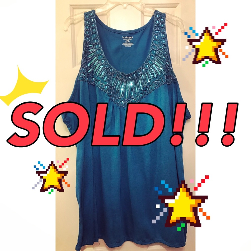 LIKE NEW Lane Bryant Teal Embellished Tank top