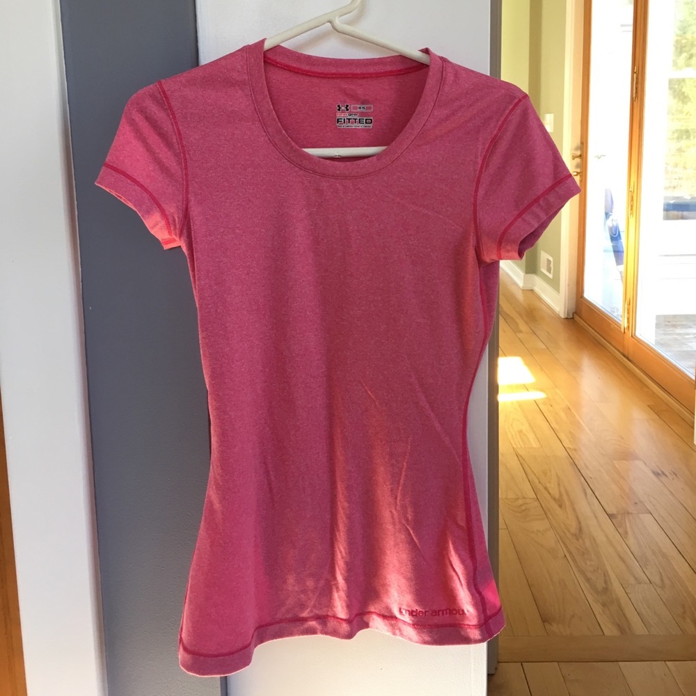 Pink workout top.