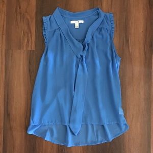 Sleeveless blue blouse