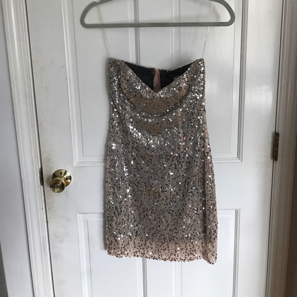 Strapless sequin dress