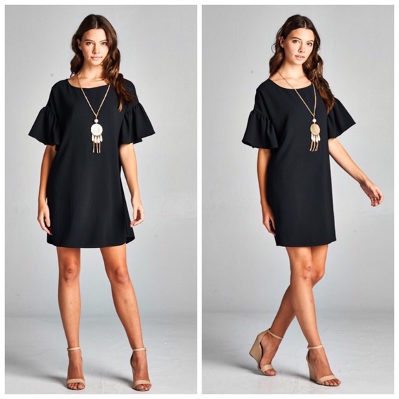 Boutique Dresses & Skirts - ❗️CLEARANCE❗️Black Ruffle Bell Sleeve Dress S M L