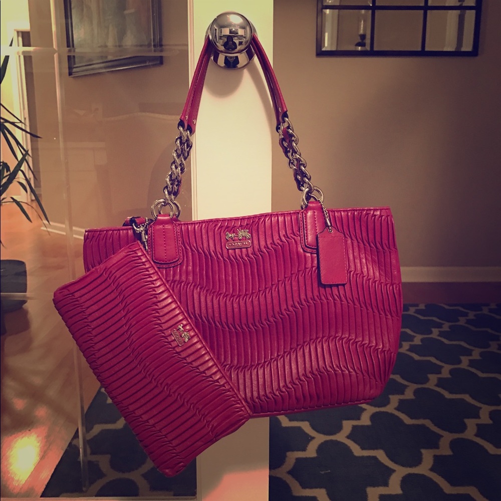 Coach Madison Gathered Leather Tote and Wristlet