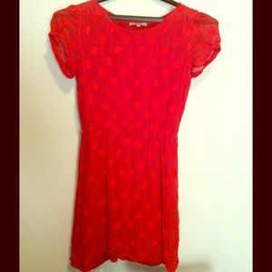 Flirty cap sleeve polkadot red dress