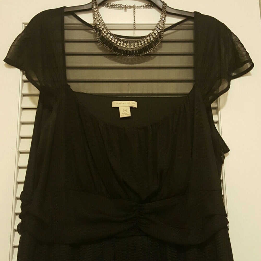 Black formal dress and necklace