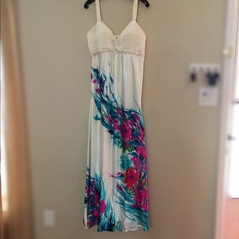 Beautiful floor length white and floral gown