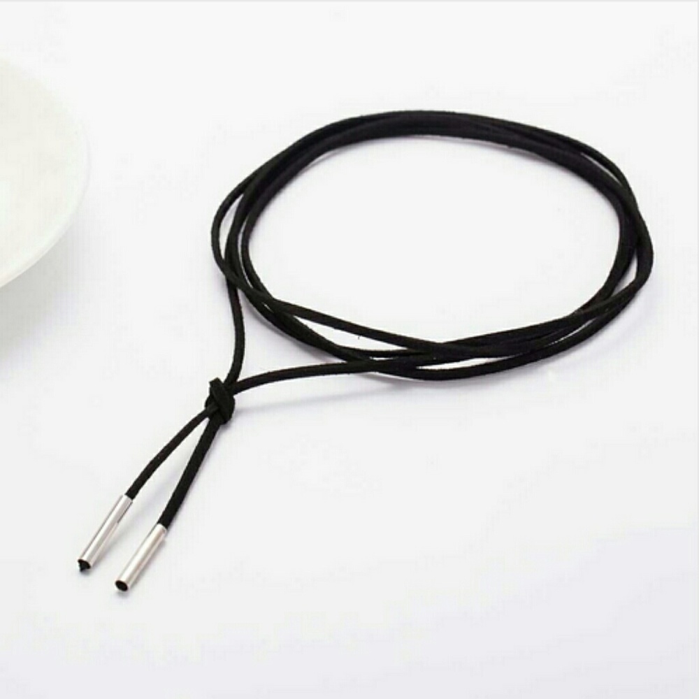 Black Vegan Wrap Choker Necklace Silver & Gold - Picture 5 of 8