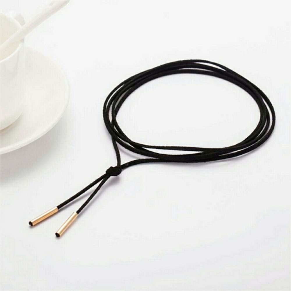 Black Vegan Wrap Choker Necklace Silver & Gold - Picture 6 of 8