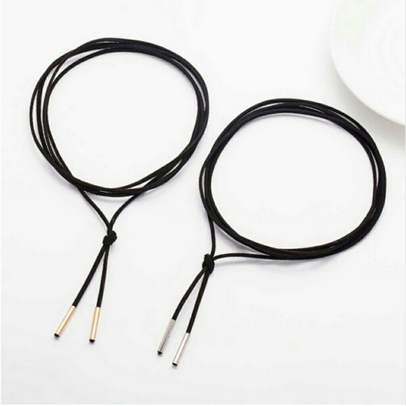 Black Vegan Wrap Choker Necklace Silver & Gold - Picture 3 of 8