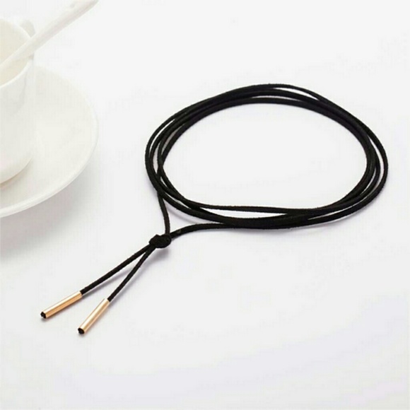 Black Vegan Wrap Choker Necklace Silver & Gold - Picture 6 of 8