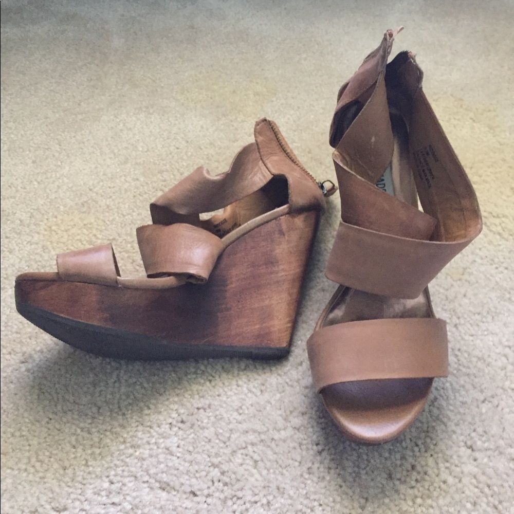 Tan platform wedges