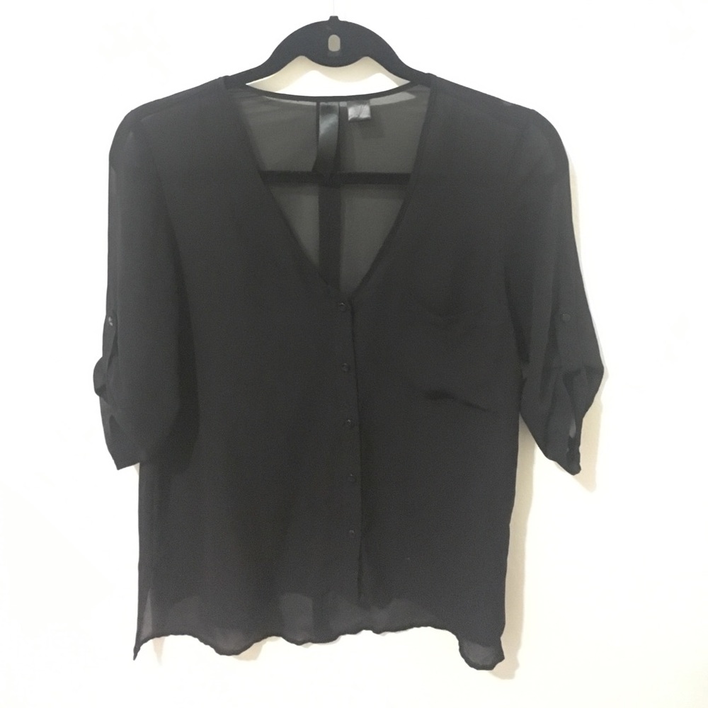 Black button down with back button accents