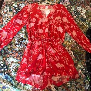 Red Floral Romper