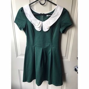 Dark Green Peter Pan Collar Dress