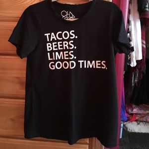Chaser brand tacos. Beers. Limes. Good times tee