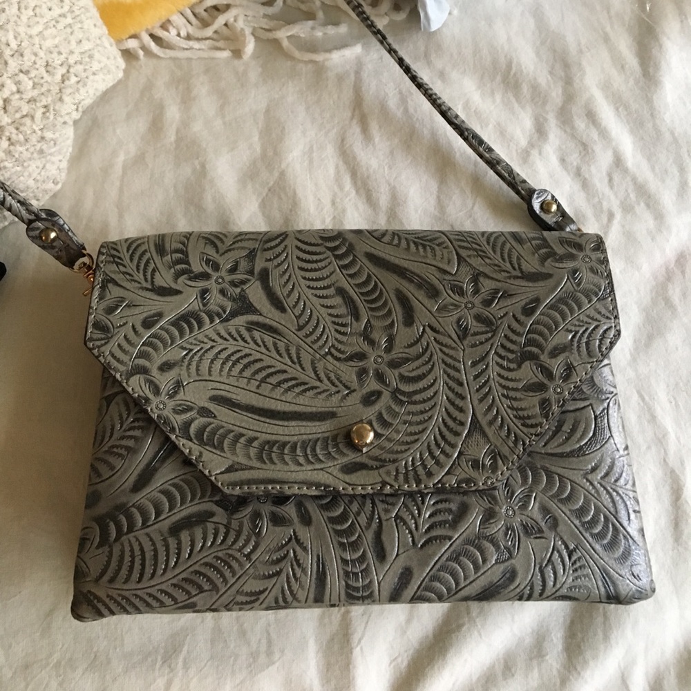 Silver and black purse