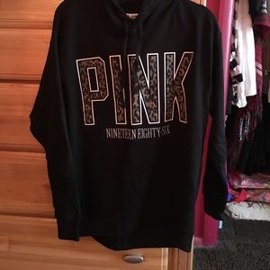Victoria's Secret pink black leopard hoodie