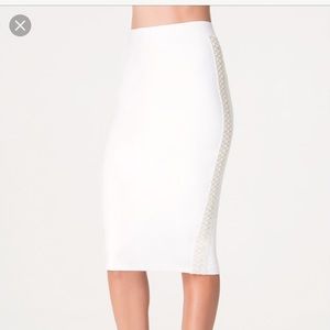 bebe White Skirt with Macrame Side Panel