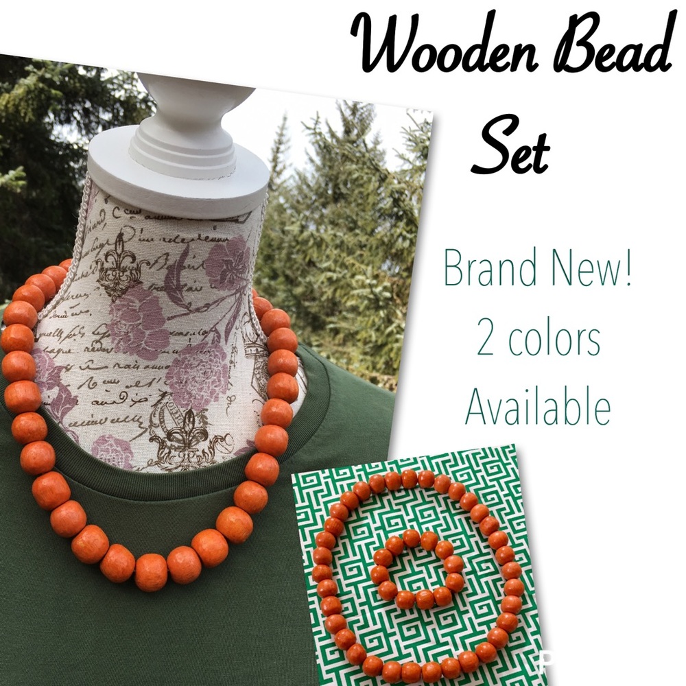 ⤵️Brand🆕Burnt Orange Handmade Wooden Jewelry set