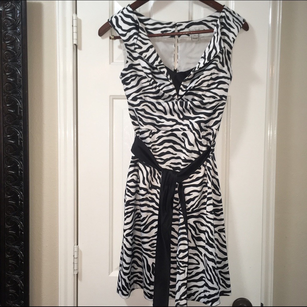 White House Black Market formal dress zebra stripe