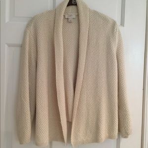 Cream LOFT XL Sweater with silver metallic thread