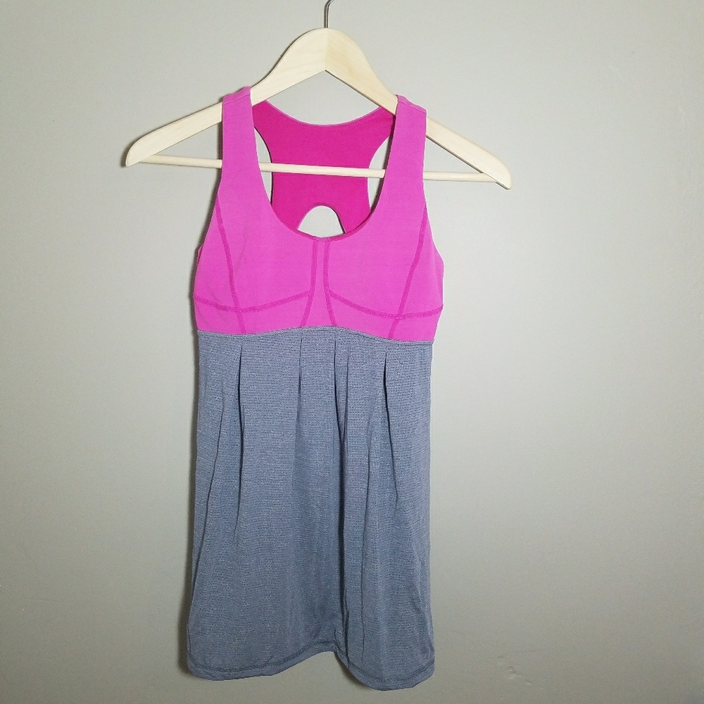 Lululemon Pink & Gray Racerback Drawstring Tank