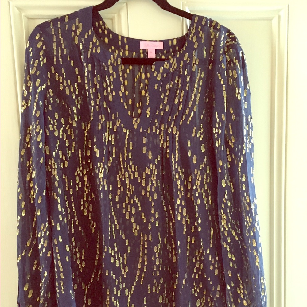 Lilly Pulitzer gold sparkly blouse