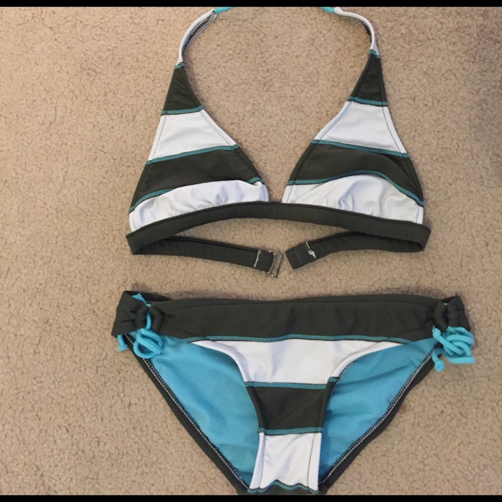 Army Green striped bikini
