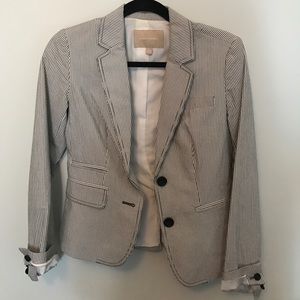 Blue and white striped blazer