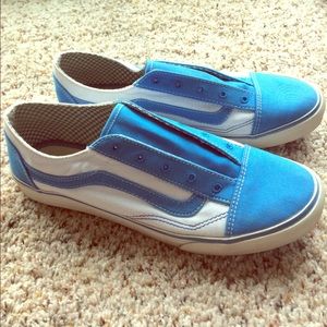 Vans, Old Skool Lo Pro, blue and white, laceless