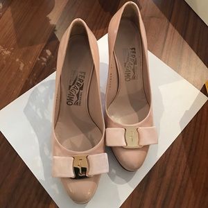 Salvatore Ferragamo Carla Pink Patent Heels