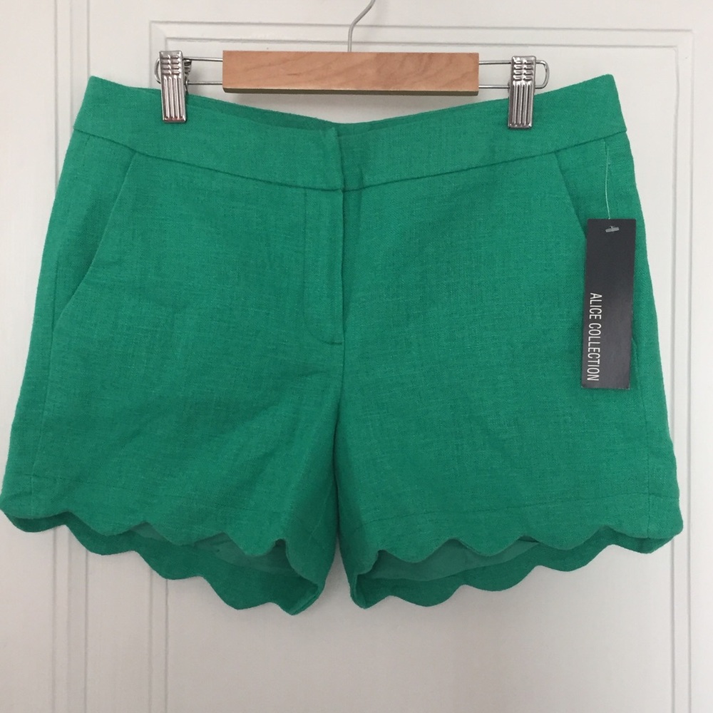 Green Scalloped Shorts