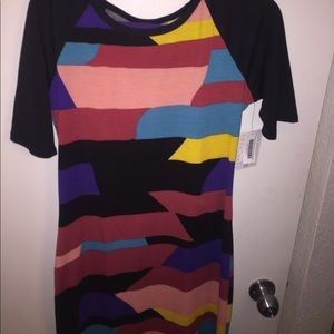 NWT multi color LuLaRoe Julia M. Black sleeves