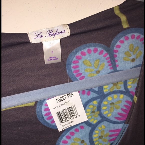 NWT LA BEFANA BOHO RETRO GYPSY  3/4 SHIFT DRESS S - Picture 2 of 4