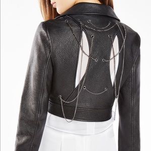 BCBG Syd Chain-Embellished Leather Jacket