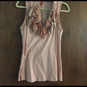 EUC anthropologie blush pink tank cotton with silk