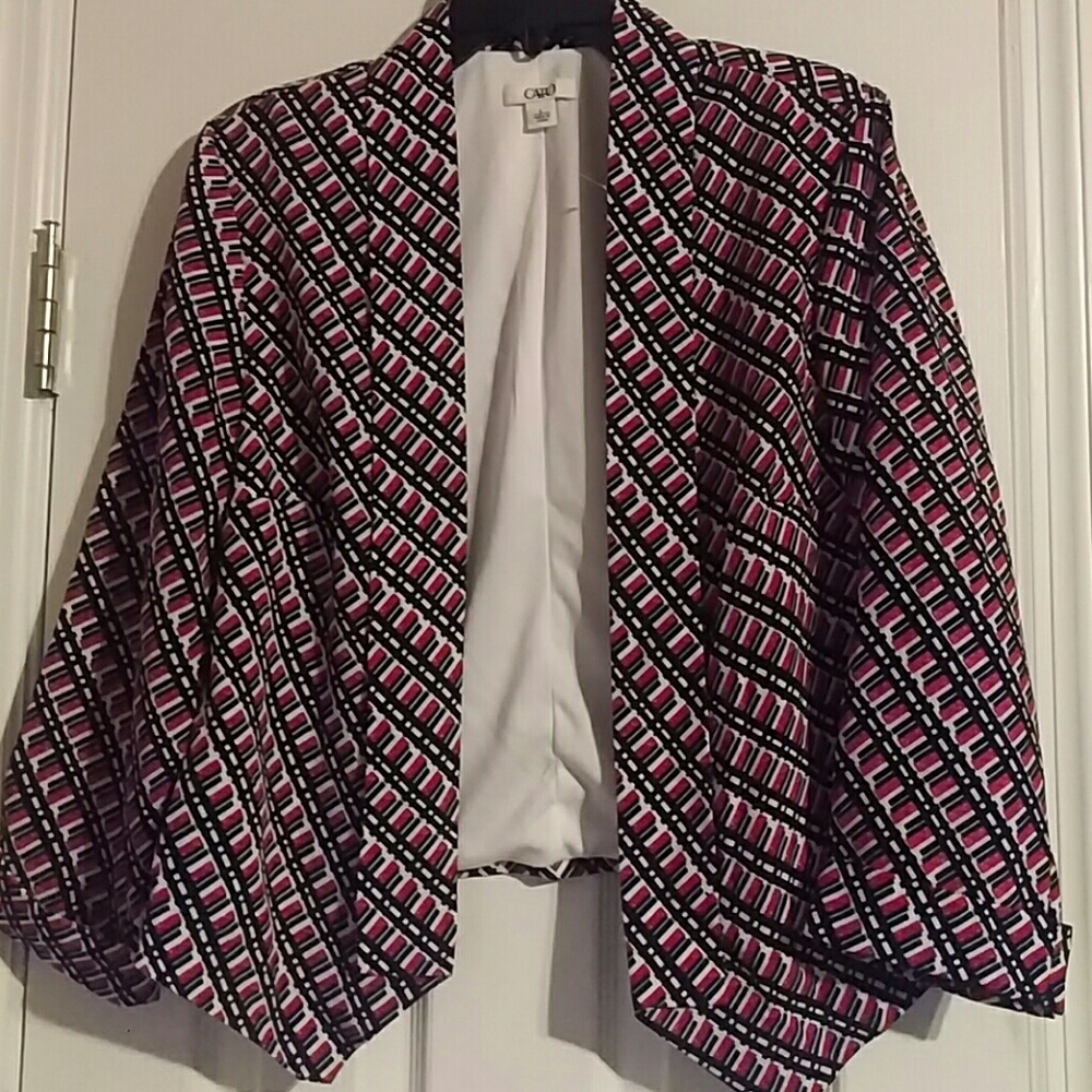 Red white & blue multi print blazer