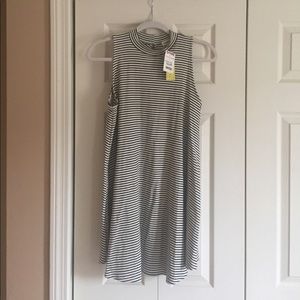 striped high-neck dress