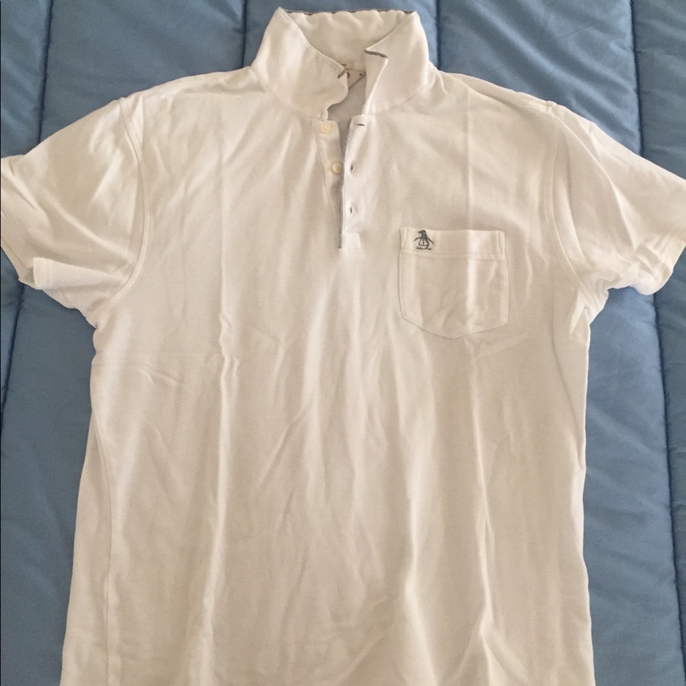 Penguin men's white collared shirt