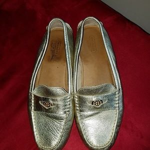 Gold COACH Loafers, size 7.5