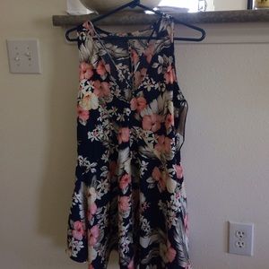 Navy floral fit and flare dress