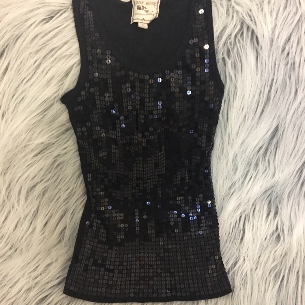Black sequined tank