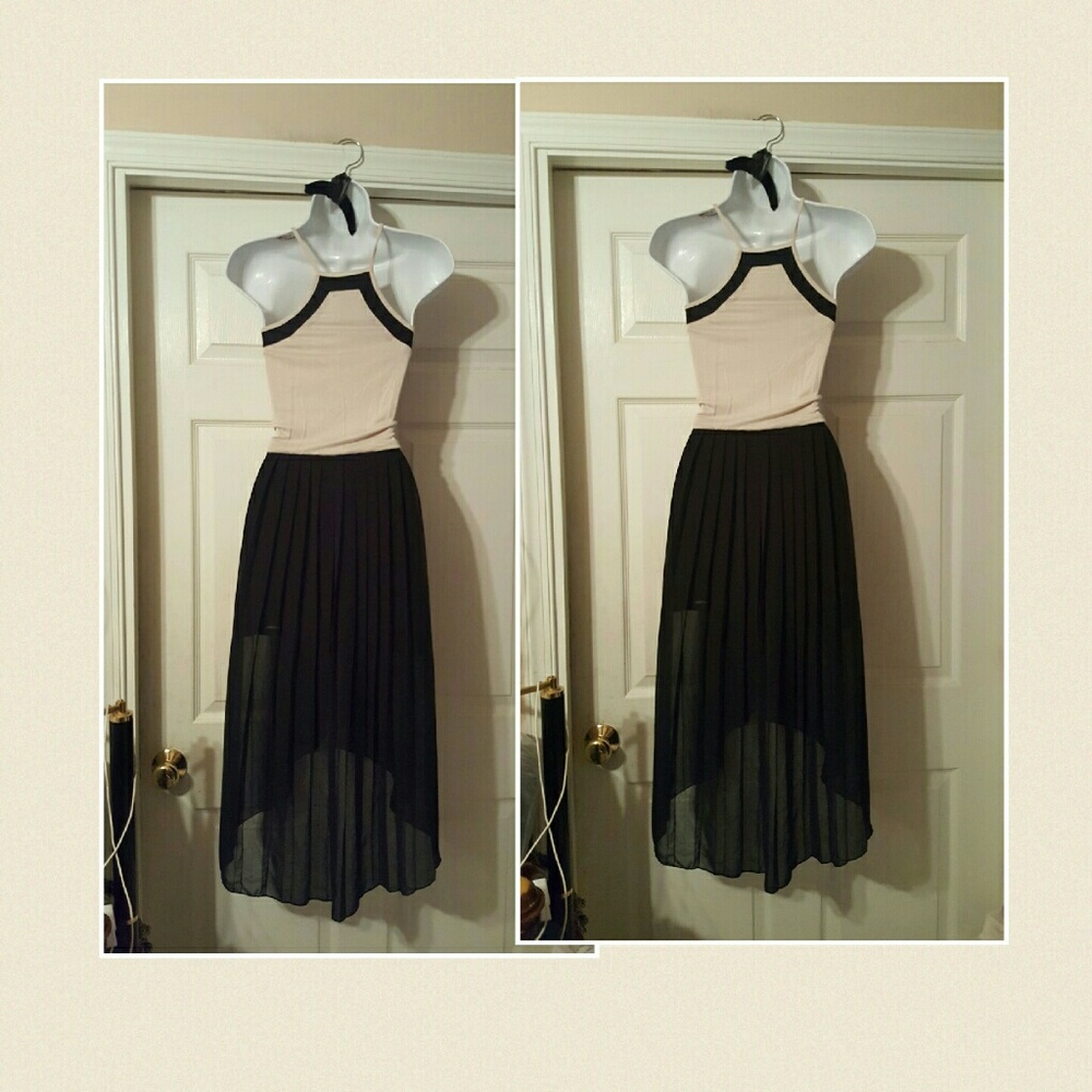 Cute little cream and black high low summer dress - Picture 4 of 4