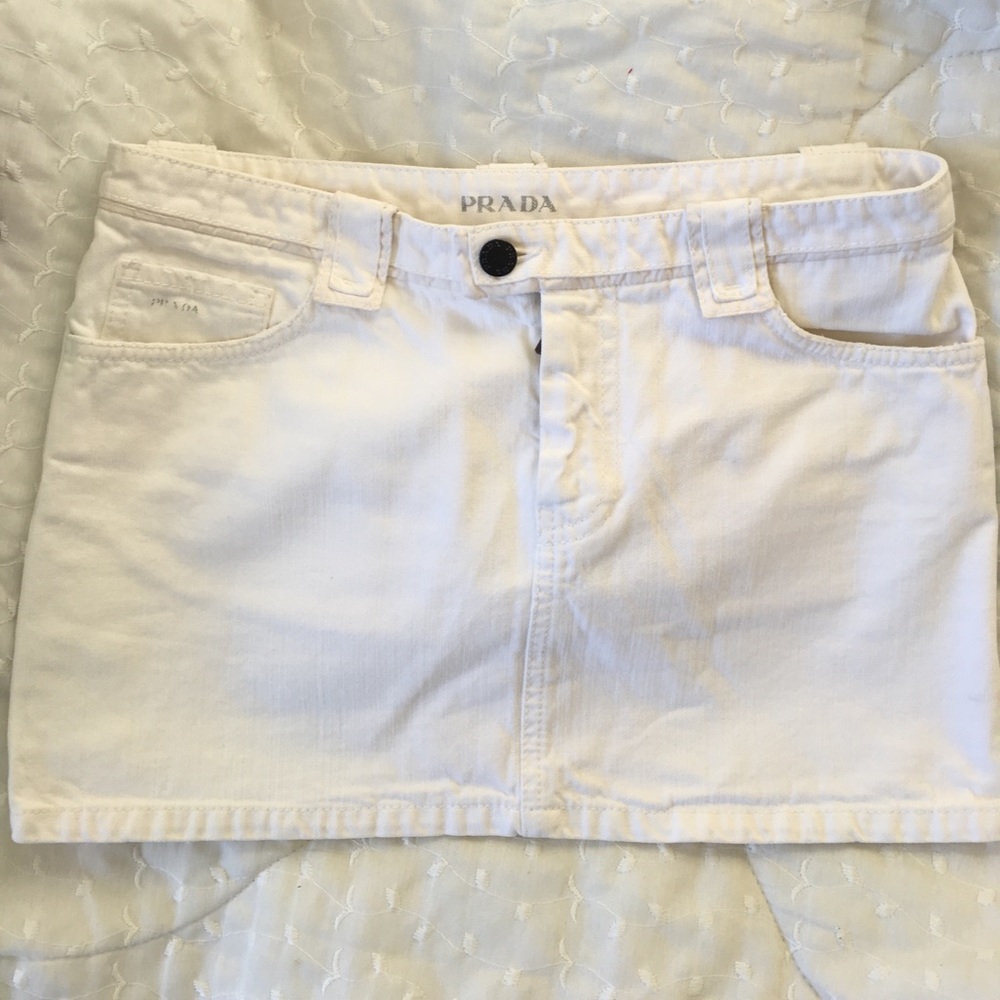 White Prada Jean mini skirt