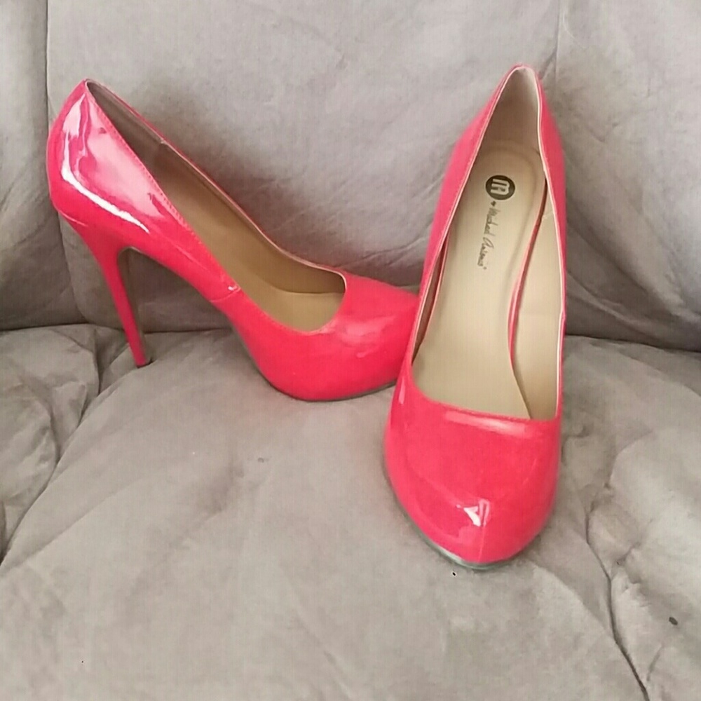 Patent Red heels with hidden toe wedge