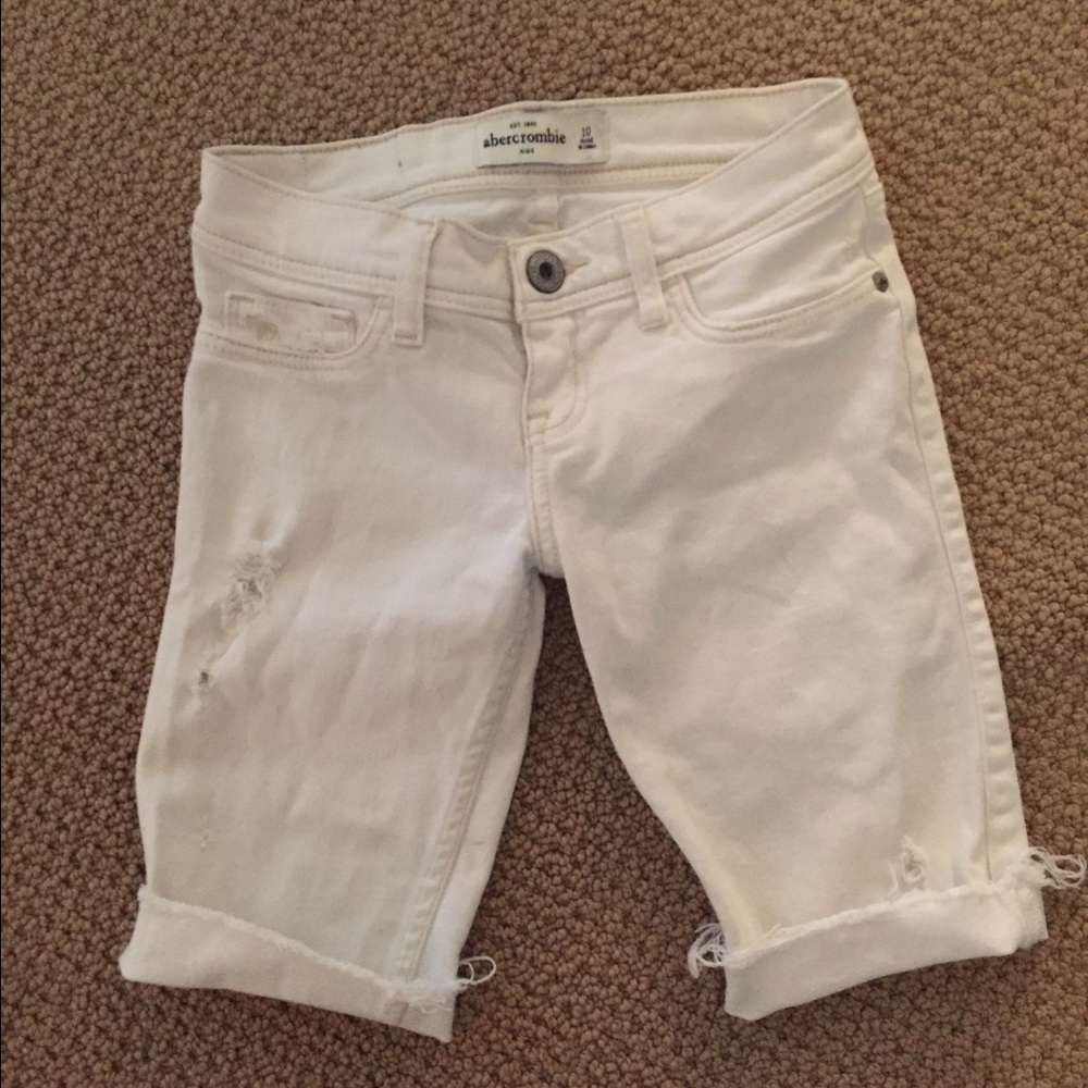 Abercrombie Kids White Cut Off Jean Shorts