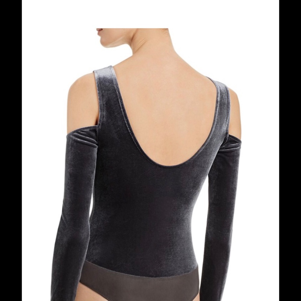 Sunset and Spring Velvet Cold Shoulder Bodysuit