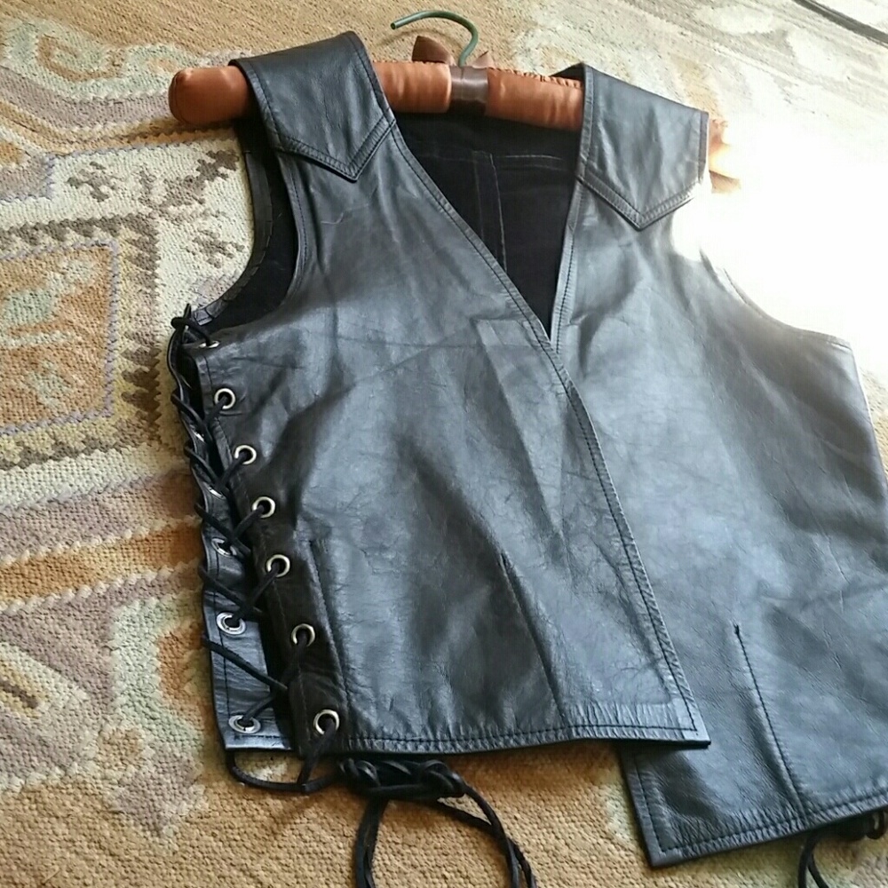 Black leather vest