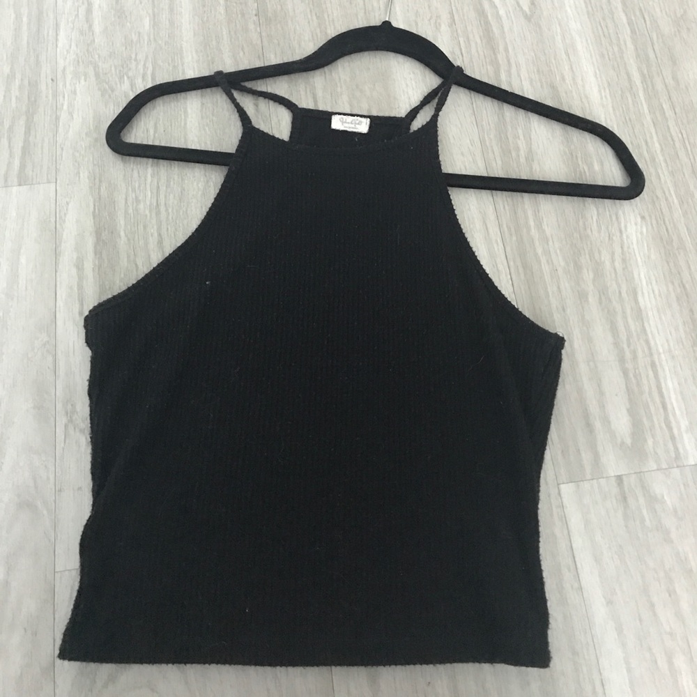 Brandy Melville Ribbed Black Halter Top