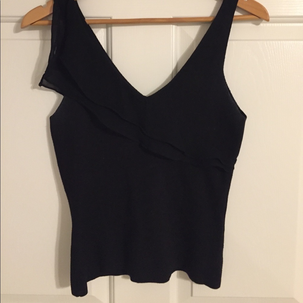 Sleeveless black ruffled top