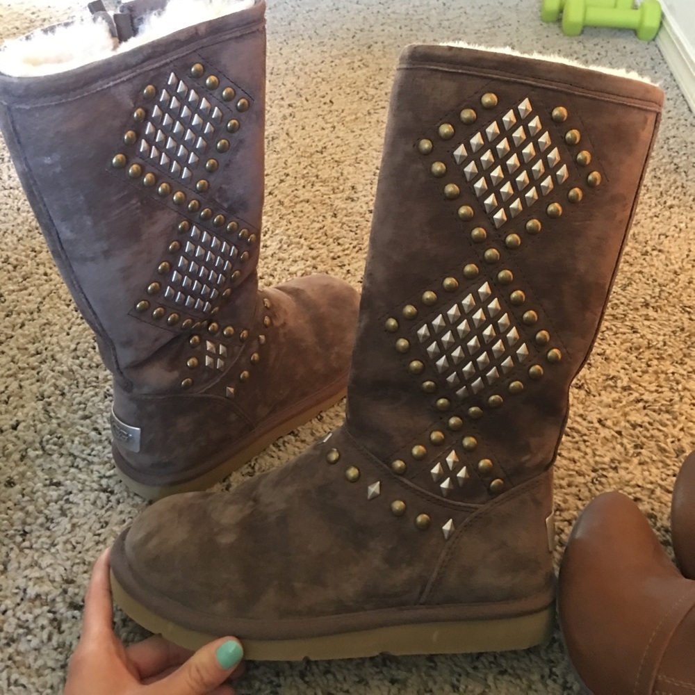 Brown Leather Suede Ugg Australia Avondale Boots